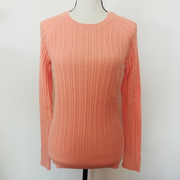 Sonoma Peach Ribbed Cable Sweater 100% Cotton Women's Size L